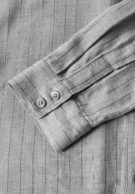 Gestreifte Melange-Bluse mineral grey melange