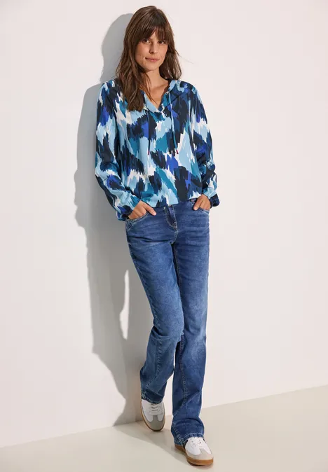 Bluse mit Smock-Detail turquoise