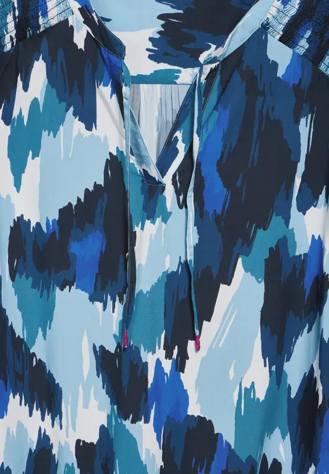Bluse mit Smock-Detail turquoise