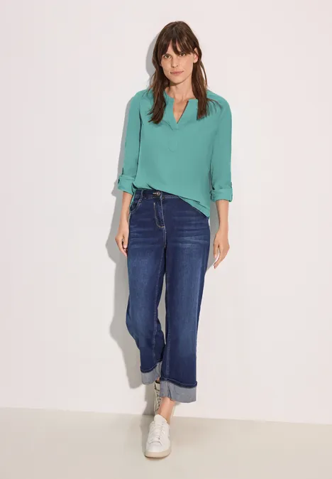 Cord-Bluse in Unifarbe adriatic green