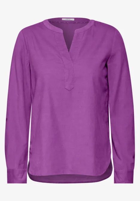 Cord-Bluse in Unifarbe iced violet