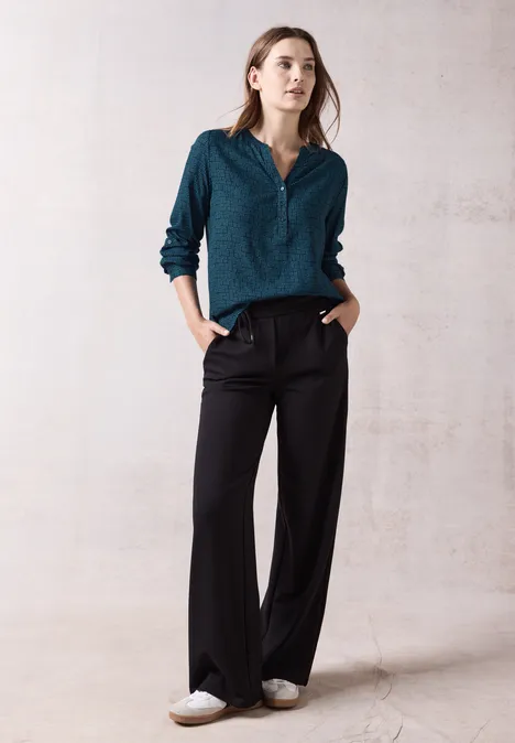 Bedruckte Bluse oil blue