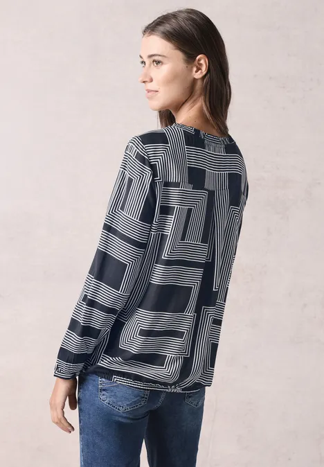 Bluse mit Smock-Detail deep petrol