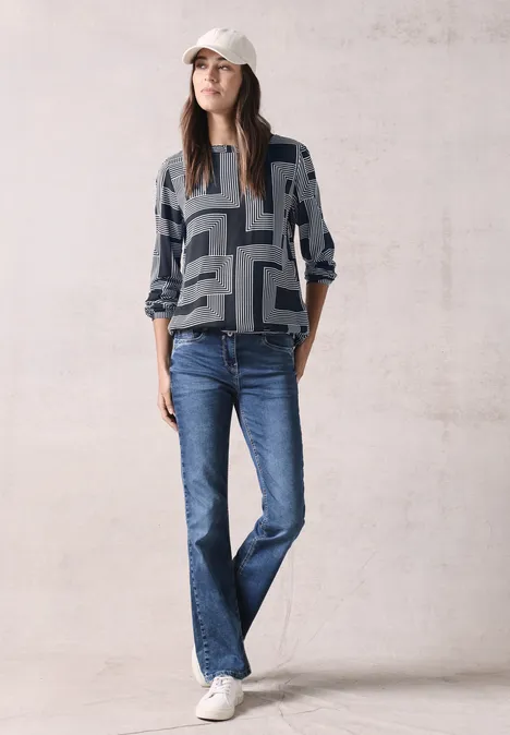 Bluse mit Smock-Detail deep petrol