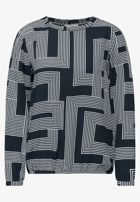 Bluse mit Smock-Detail deep petrol