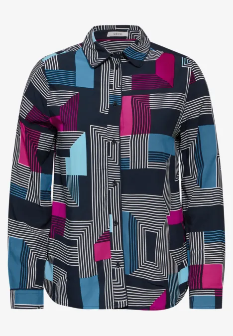 Bedruckte Bluse deep petrol