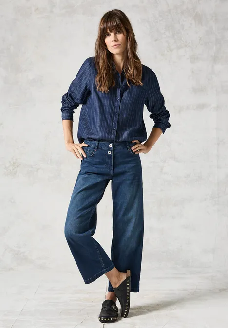 Blouse en jean Lyocell mid blue wash