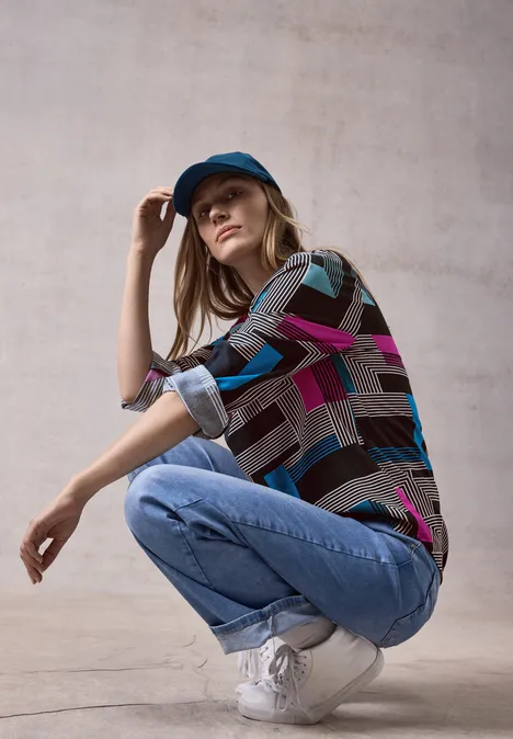 Blouse imprimée deep petrol