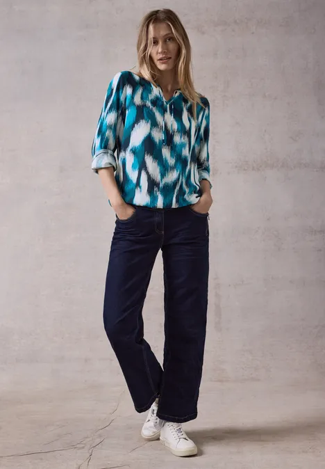 Bedruckte Bluse deep petrol