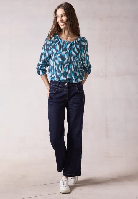 Bedruckte Bluse deep petrol