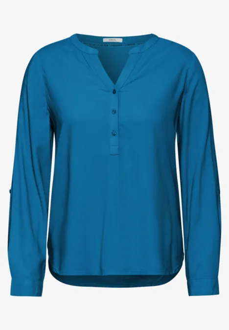 Bluse in Unifarbe dynamic aqua blue