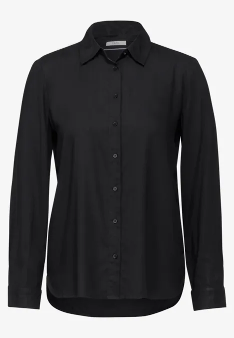 Hemdbluse in Unifarbe Black