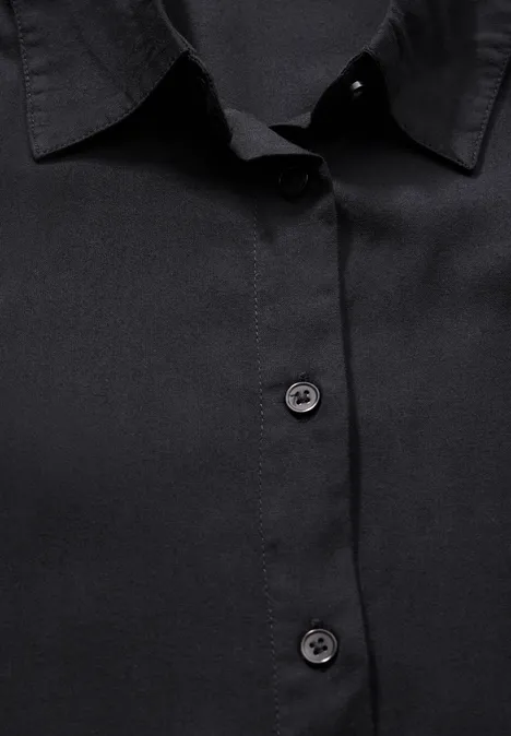 Hemdbluse in Unifarbe Black