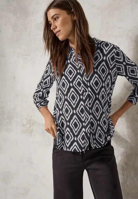 Bedruckte Longbluse deep charcoal grey