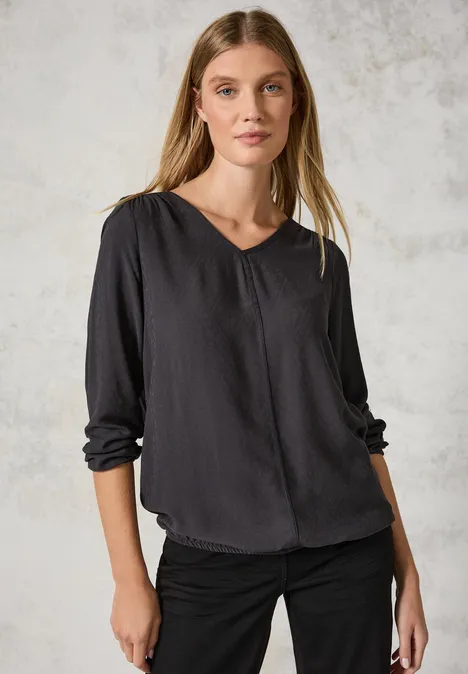 Jaquard-Bluse deep charcoal grey