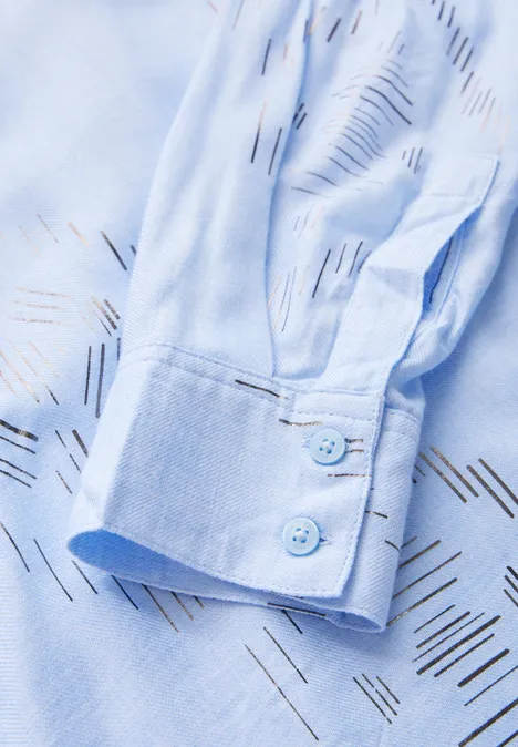 Bluse mit Folienprint whisper blue melange