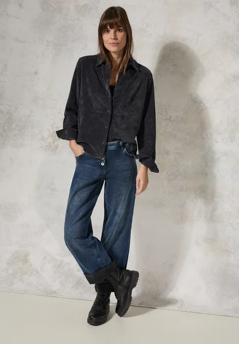 Cordbluse deep charcoal grey