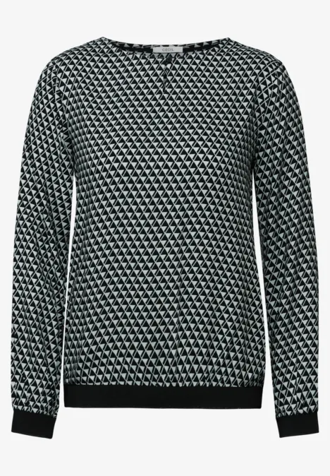Bluse mit Minimal Print glaced salvia green