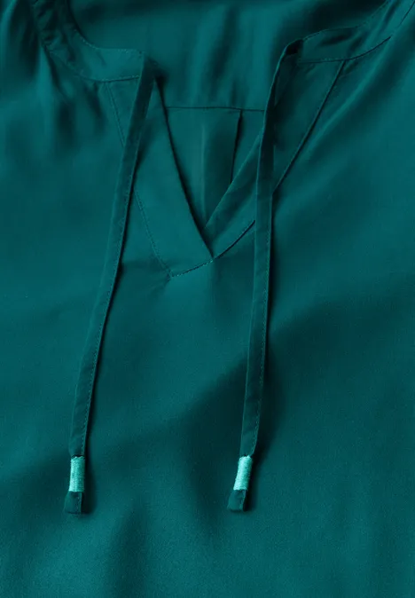 Bluse in Unifarbe petrol green