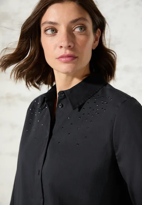 Bluse mit Glitzer-Details Black
