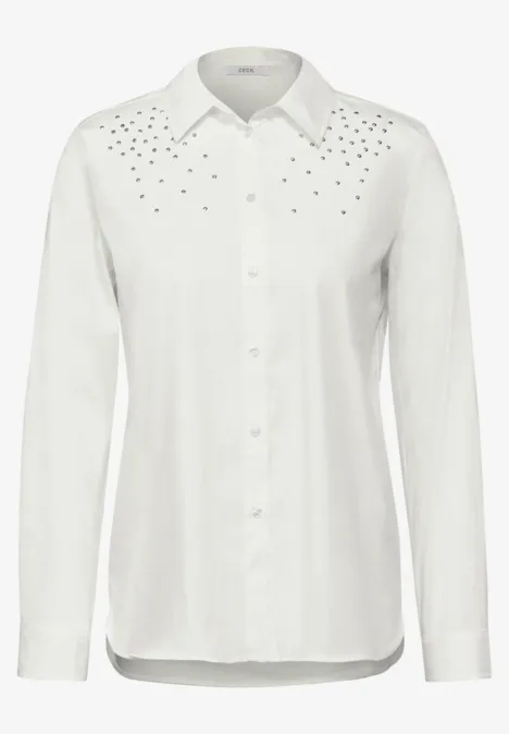 Bluse mit Glitzer-Details vanilla white