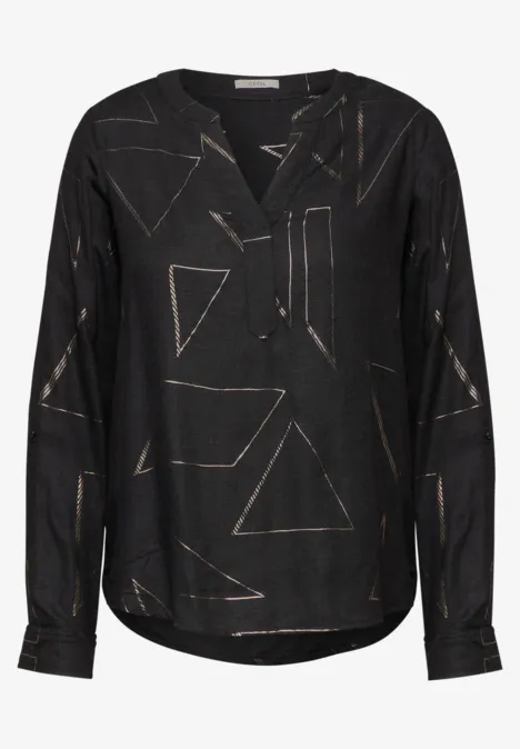 Bluse mit Folienprint black melange