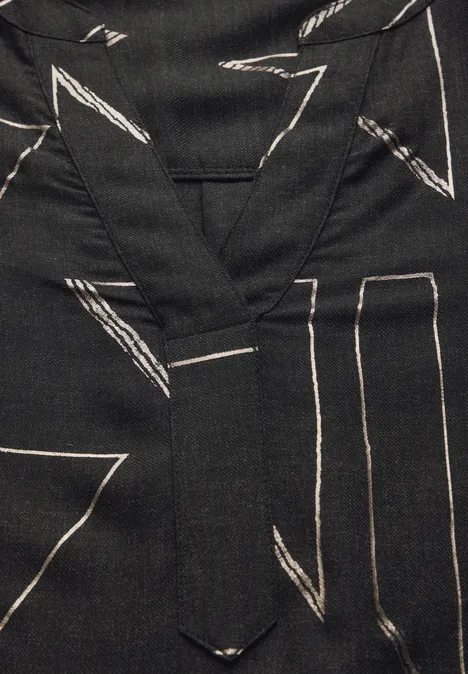 Bluse mit Folienprint black melange