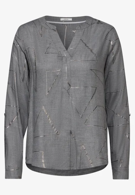 Bluse mit Folienprint platinum grey mel.