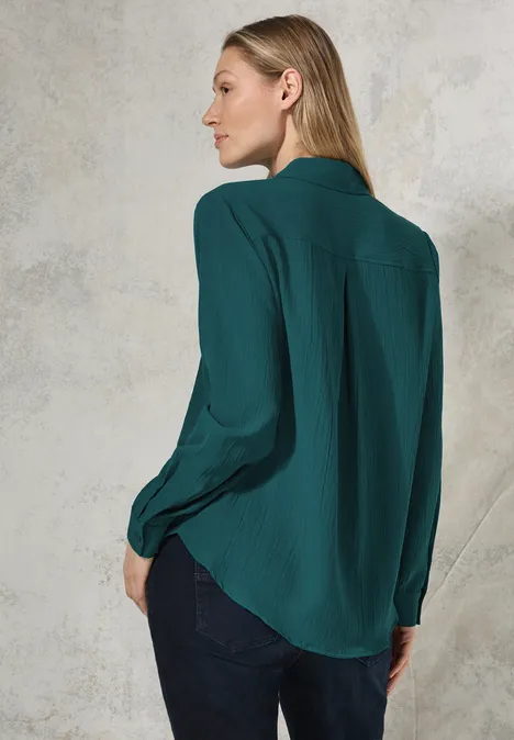 Hemdbluse mit Struktur petrol green