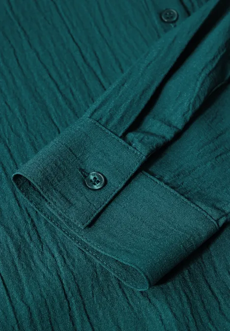 Hemdbluse mit Struktur petrol green