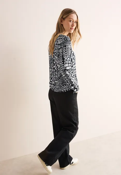 Gemusterte Bluse Black
