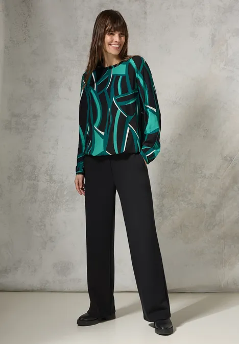 Bluse mit Smock-Detail Black