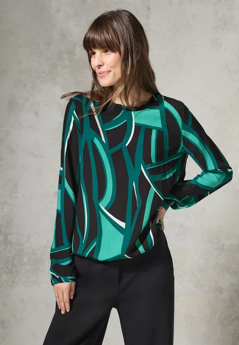 Bluse mit Smock-Detail Black