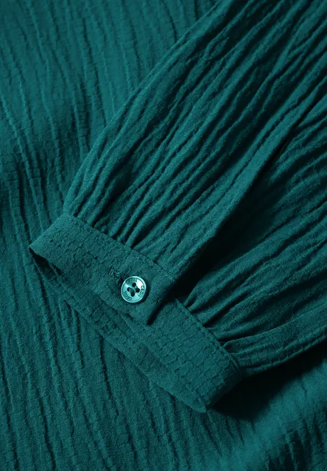 Bluse mit Smock-Detail petrol green