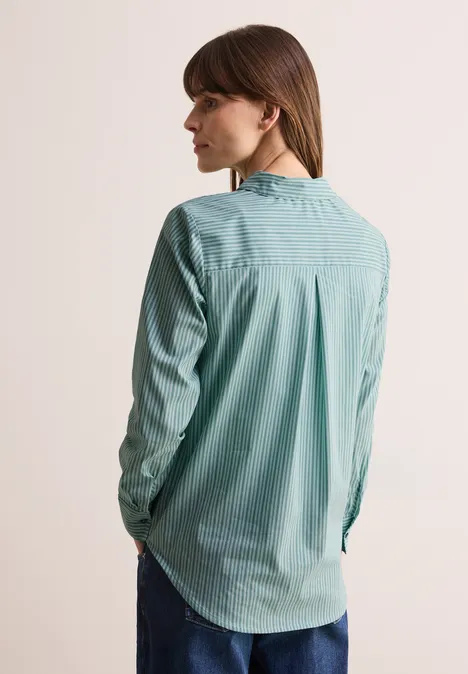 Gestreifte Hemdbluse petrol green