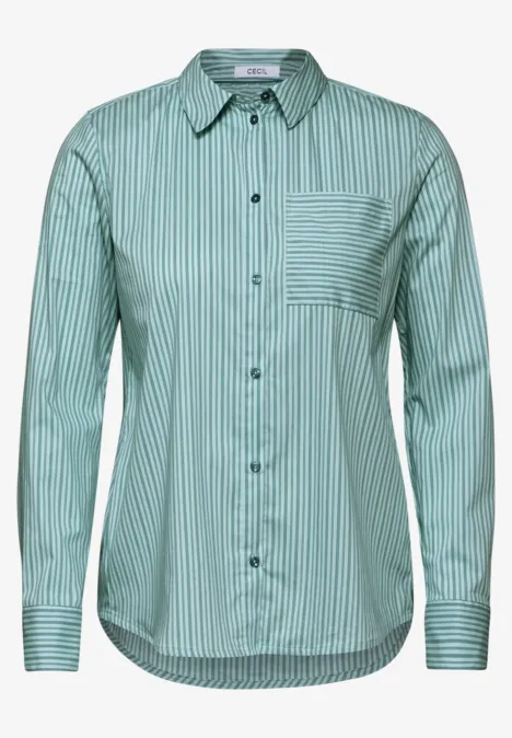 Gestreifte Hemdbluse petrol green