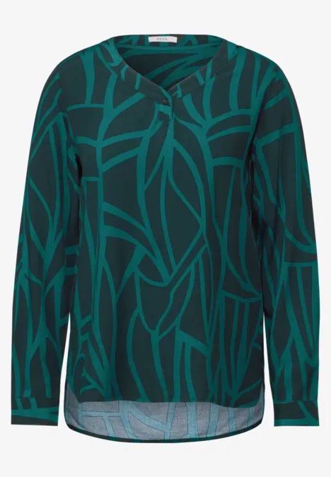 Bedruckte Bluse petrol green