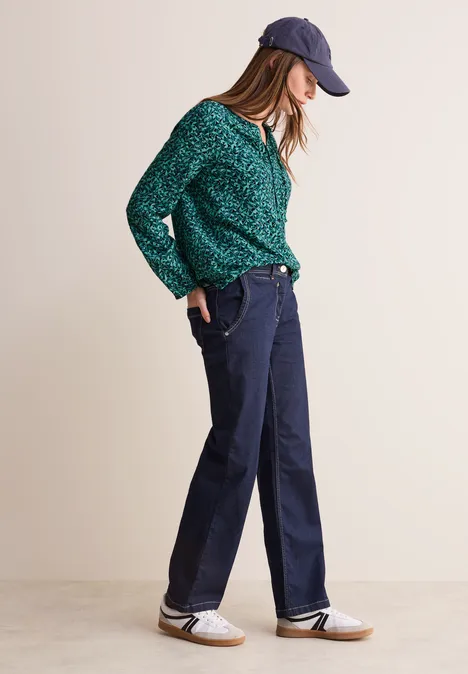Bedruckte Tunika-Bluse petrol green