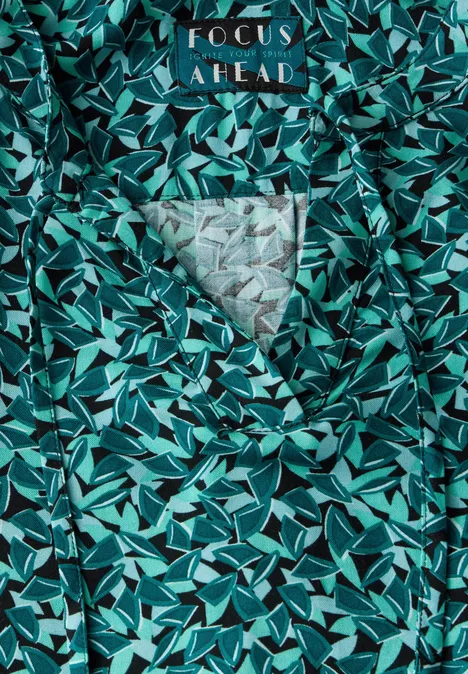 Bedruckte Tunika-Bluse petrol green