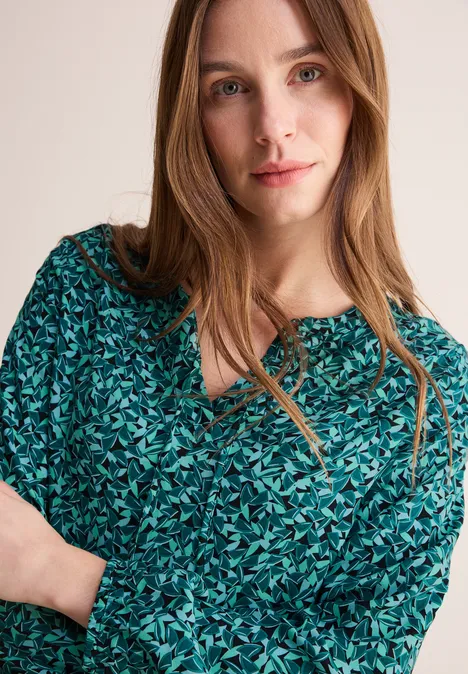 Bedruckte Tunika-Bluse petrol green