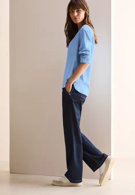 Bluse in Unifarbe fresh light blue