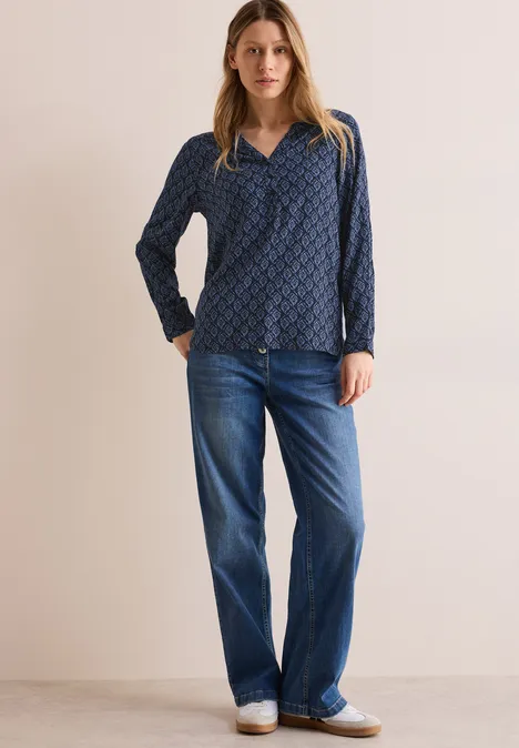 Tunika mit Minimal Print universal blue