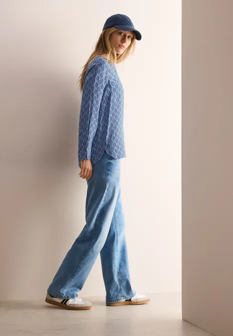 Tunika mit Minimal Print fresh light blue