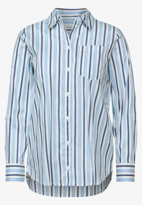 Gestreifte Longblouse fresh light blue