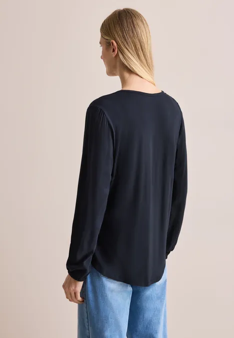 Bluse in Unifarbe universal blue