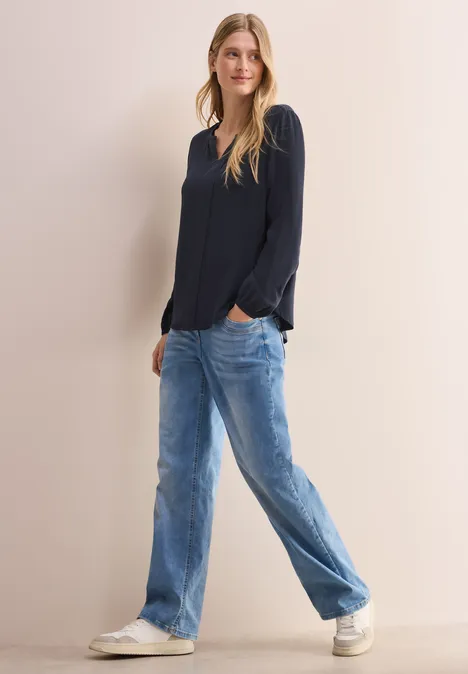 Bluse in Unifarbe universal blue