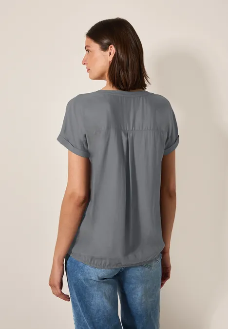 Bluse in Unifarbe graphite light grey