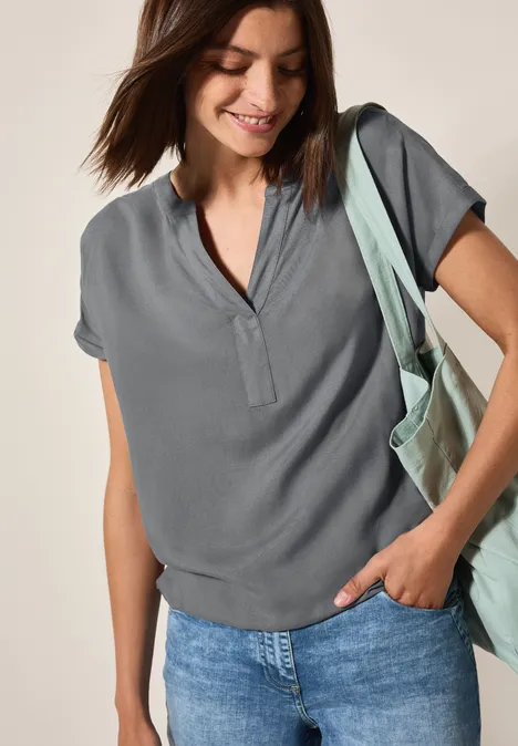 Bluse in Unifarbe graphite light grey