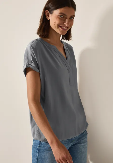 Bluse in Unifarbe graphite light grey