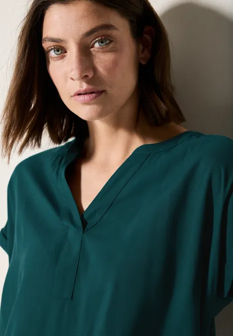 Blouse in effen kleur green lagoon Blouse in effen kleur green lagoon
